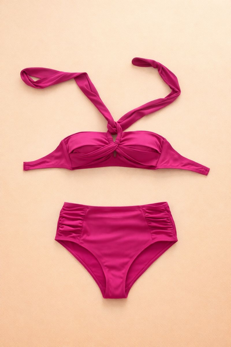 Costumi da bagno & Bikini: BIKINI TAILLE HAUTE FUCHSIA NOUÉ AU COU – Nuovo (secondo la descrizione) da Lausanne venduto da KeNaChic 1