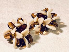 Clips oreilles vintage 30s, verre et laiton