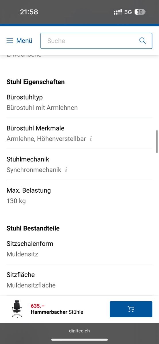 Sedie: Bürostuhl Hammerbacher – Usato da Biel/Bienne venduto da Blueflug 5