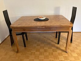 Vintage Biedermeier Auszug Tisch mit Nussbaumfurnierplatte