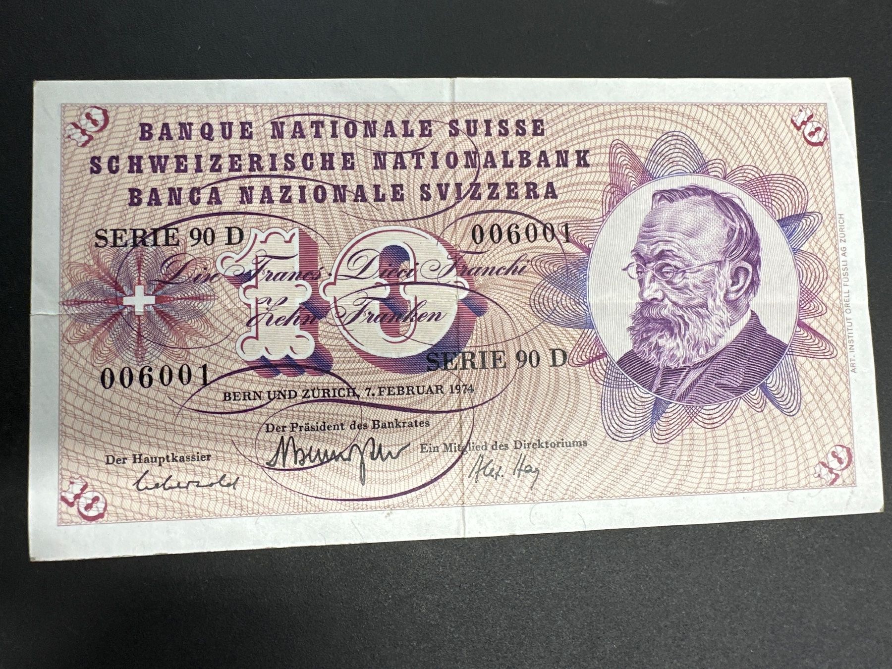 Banconote: 10 Fr.-Note Schweiz 1974 – Usato da Herisau venduto da herau