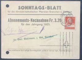 1925 Schweiz - Abonnement-Nachnahme Fr. 20 Rp. - Grenchen 