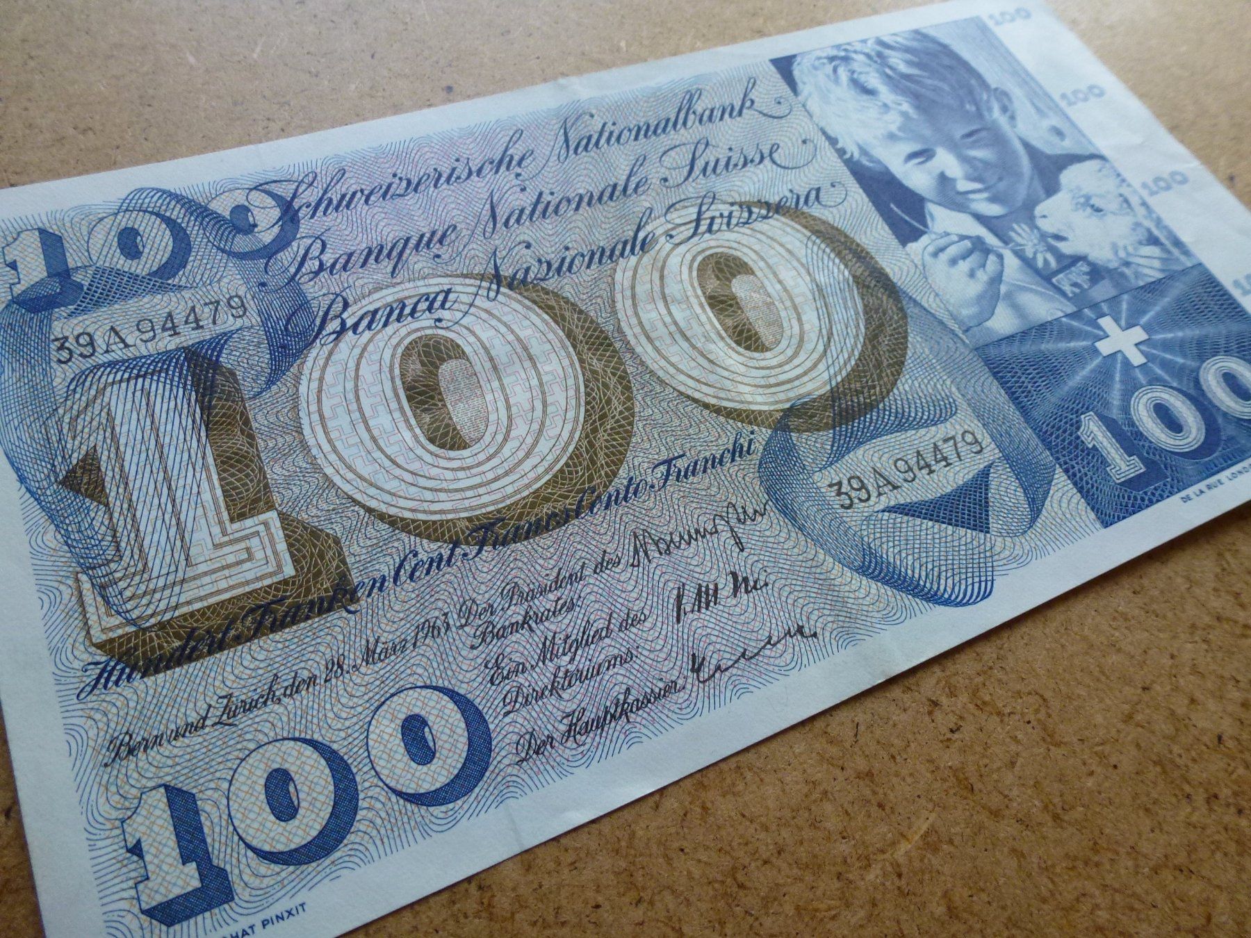 Banconote: ++ 100.- Franken 28. März 1963 – Usato da Walkringen venduto da Casablanca777 1