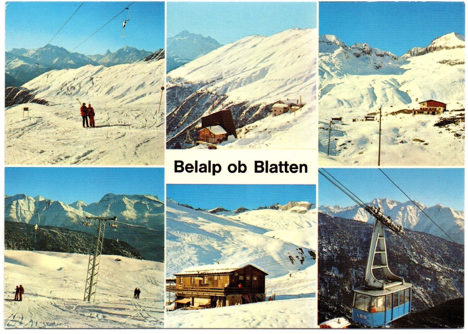 Cartoline postali: BELALP ob Blatten-Naters, Luftseilbahn, Skilift – Usato da Jona venduto da philajona