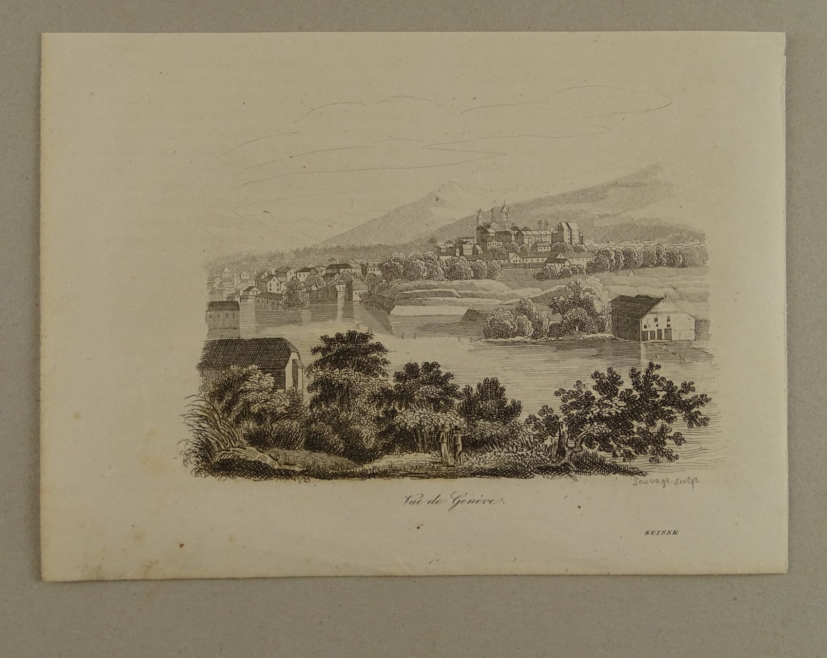 Incisioni: GENÈVE, GENF, STAHLSTICH 1836 – Usato da Grüningen venduto da Kartensammler 1