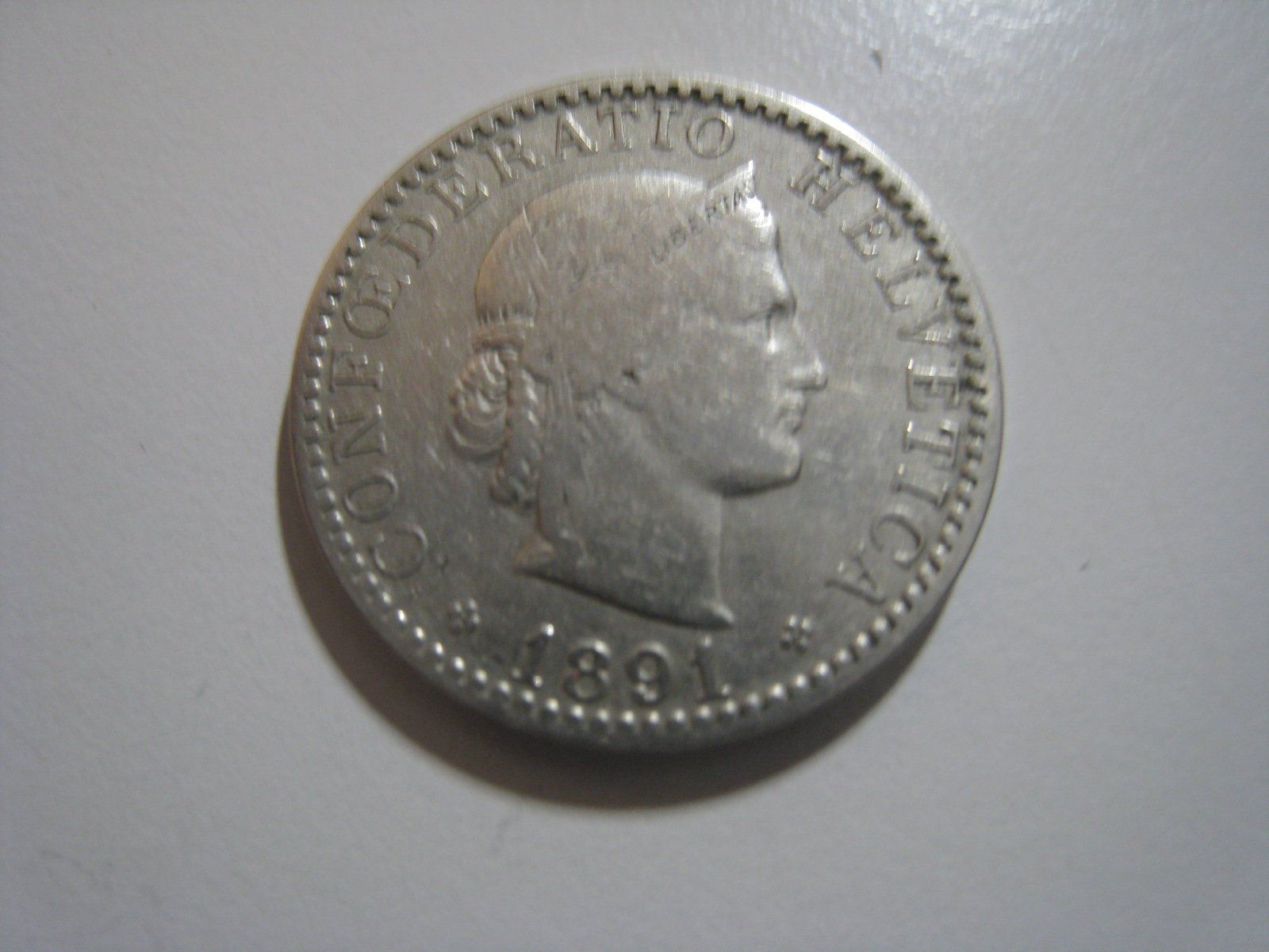Tutti le monete: 20 Rappen 1891  ss+    (13) – Usato da Aarwangen venduto da Pinsel7890
