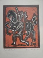 Holzschnitt St. Martin von Hans Schilter 1982 gerahmt