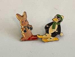 2 Pin Figur auf Ski