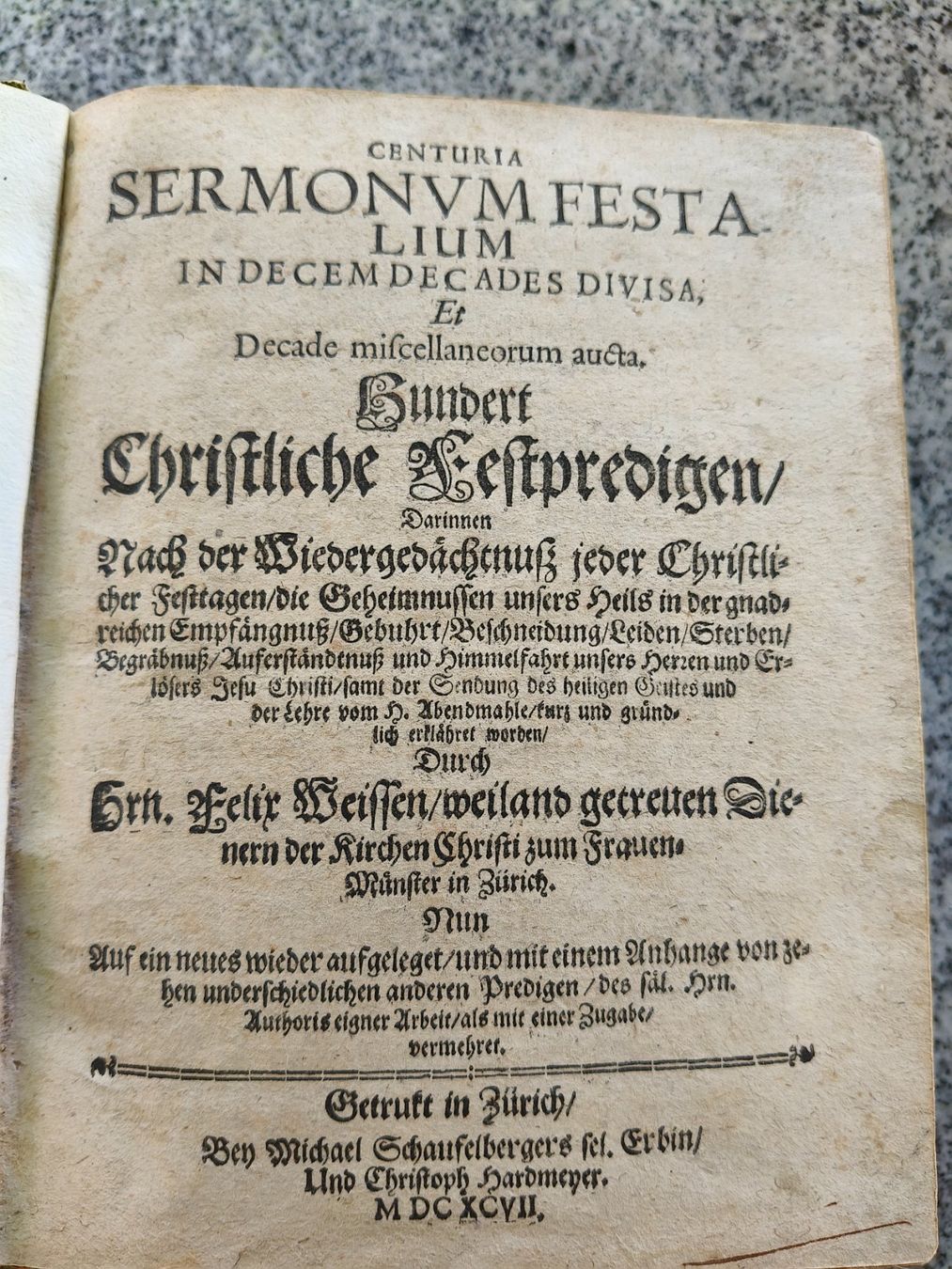 Livres: Antike Bibel: Weissen Festpredigen 1697 – D'occasion à Bremgarten b. Bern par thomae82
