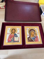 Vintage Religious Icon Set - Madonna & Jesus, with Case!