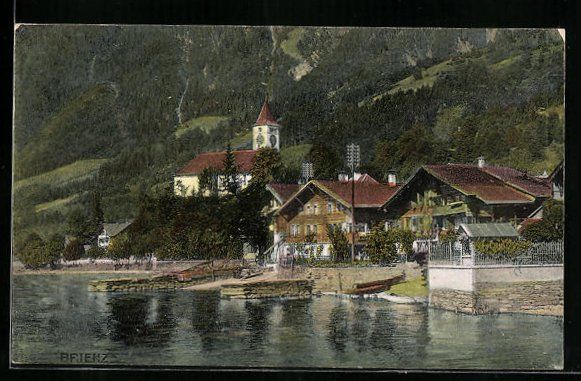 Cartoline postali: Brienz, Teilansicht mit Kirche vom Wasse – Usato da Berlin venduto da bartko-reher
