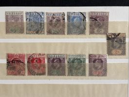 Lot de 11 timbres Gold Coast oblitérés état occasion