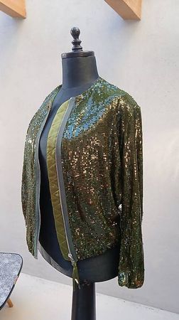 ZARA veste verte à sequins, 40