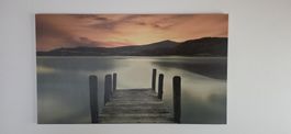 Leinwandbild Steg bei Sonnenuntergang guter Zustand