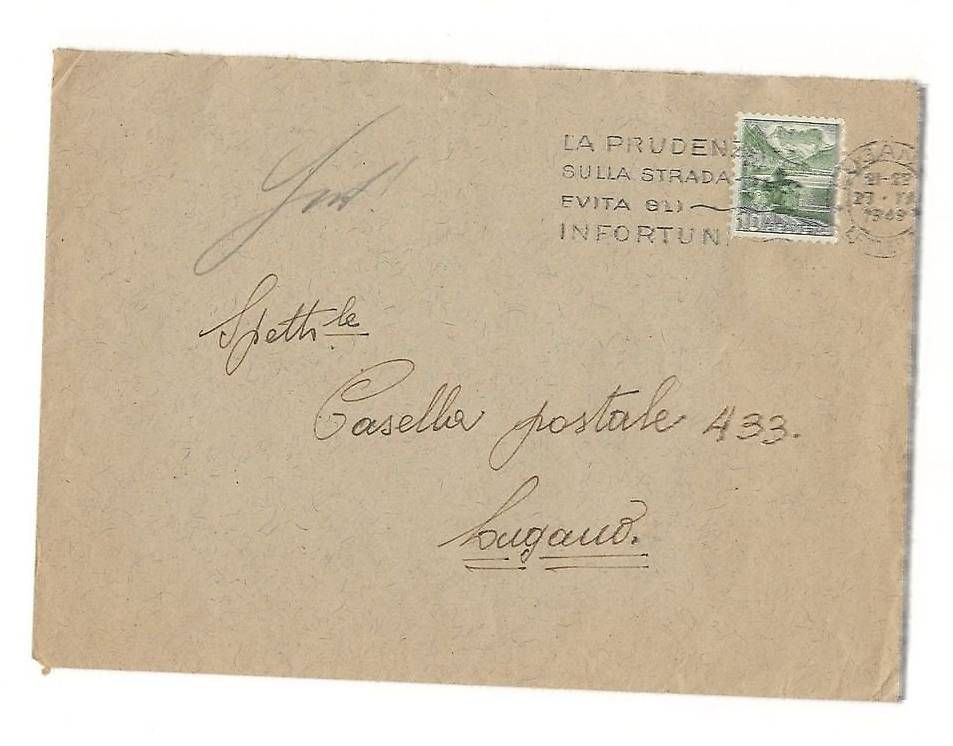 Tutti i francobolli: Fraconcobollo e busta, circolata nel 22.09.1948 – Usato da Viganello venduto da SoldiniG