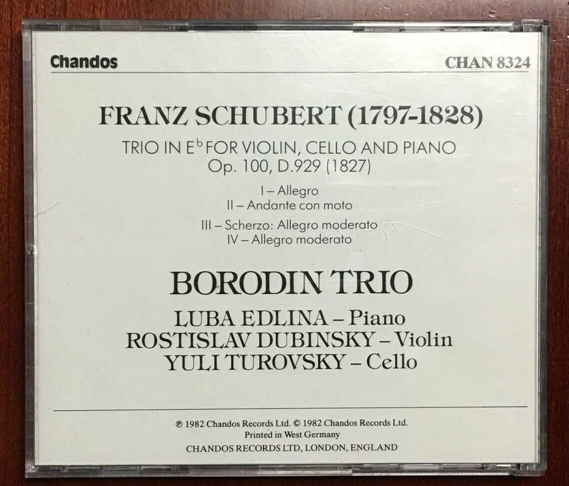 CDs: Borodin Trio - SCHUBERT Piano Trio E Flat Op. 100 - CD – Gebraucht aus Genève von Cockattoo 3