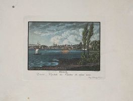 Zürich altkolorierter Aquatinta von L. Rio selten
