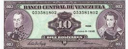Venezuela 10 Bolivares 1992 P-61c UNZ