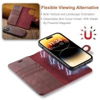 iPhone 15 pro  - Portefeuille détachable coque solide rouge