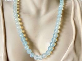 Opalit Collier Silber 925 mit seidigem Schimmer 49 cm Unikat