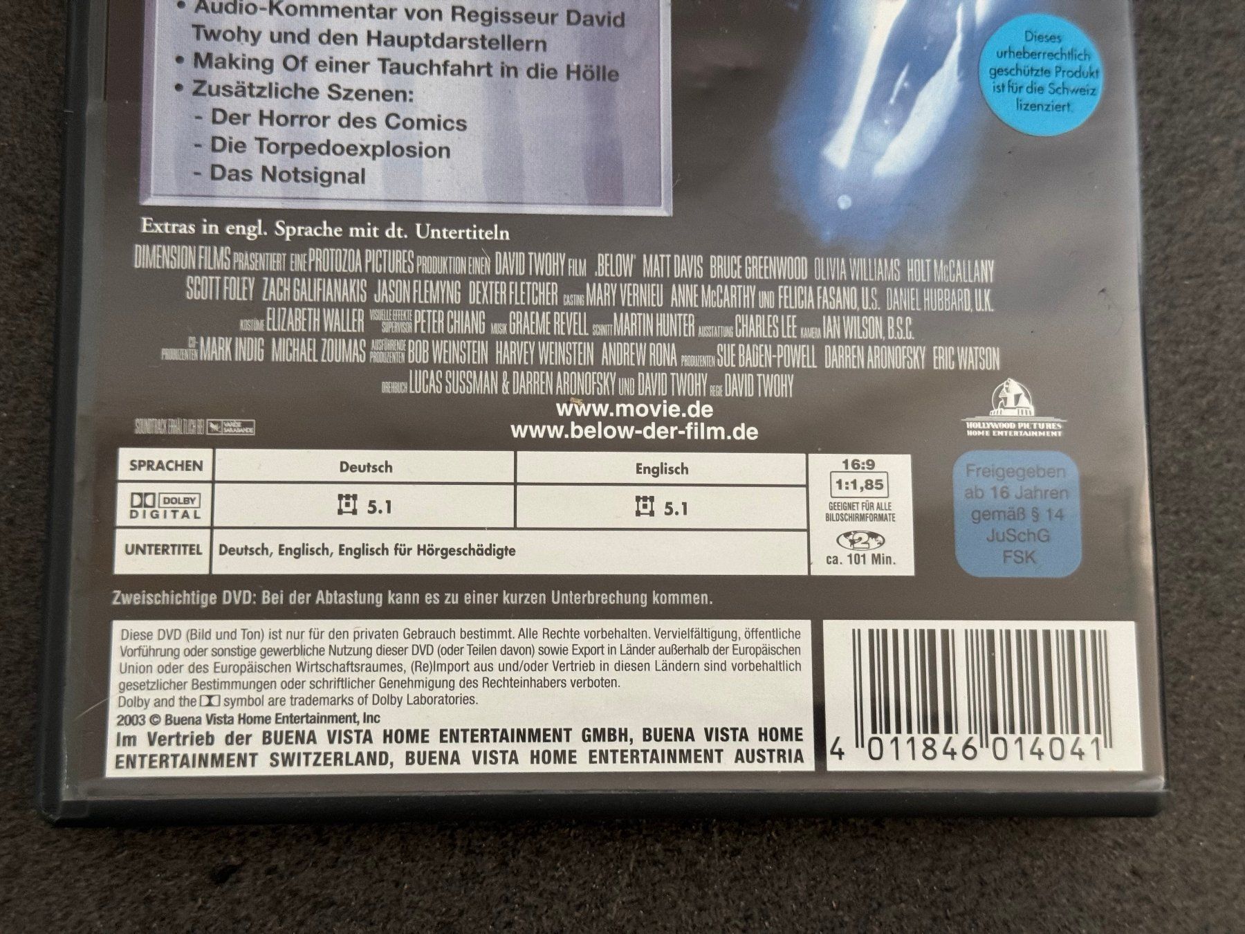Alle DVDs: BELOW "Da unten hört dich niemand" DVD EN/DE – Gebraucht aus Fribourg von tschjoly 3