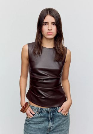 Damenbluse aus Leder, Grösse S, von der Marke Stradivarius