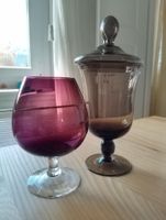 Wunderschöne Vintage Glasdose mit Deckel + Cognac-Schwenker