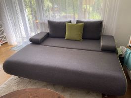 Pfister Bettsofa grau mit Schlaffunktion und Stauraum