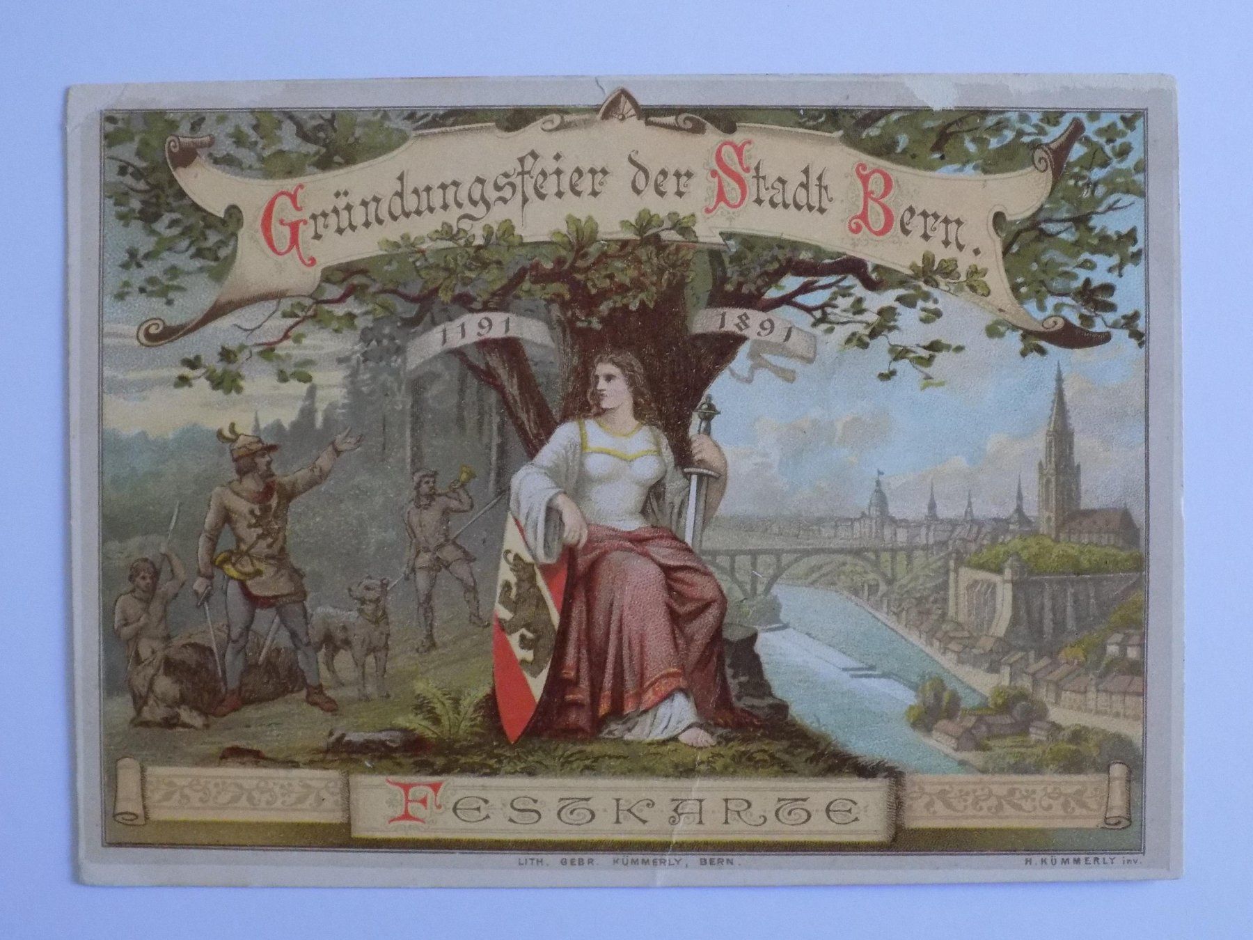 Incisioni: Bern Festkarte Gründungsfeier 1891 – Usato da Risch venduto da Antikfee