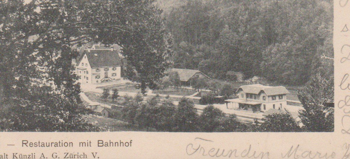 Cartoline postali: Sihlwald  ZH   :   alte Ansichtskarte mit Bahnhof 1904 – Usato da Vitznau venduto da Ropaku 1