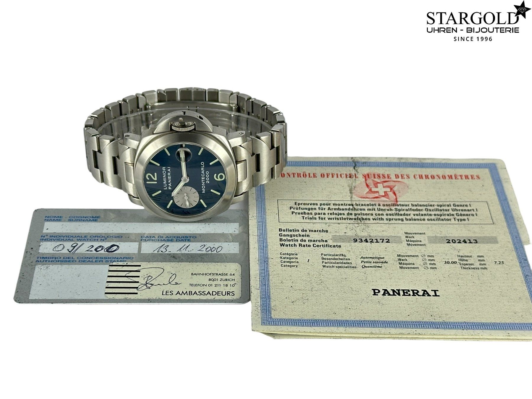 Panerai Orologi: Panerai Luminor Automatic Montecarlo 2000 - PAM00081 – Usato da Zürich venduto da Stargold-Uhren 4