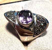 Vintage Silberring 925 mit Markasiten und Amethyst