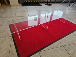Tisch Ablagemöbel Klarglas Plexiglas Acryl Verkaufspodest.