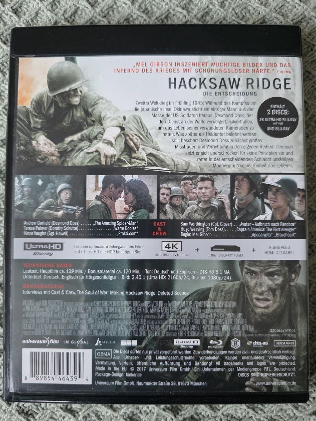 Alle DVDs: Hacksaw Ridge - 4K UltraHD  + Blu-ray – Gebraucht aus Ellikon a d Thur von razzorblog 1