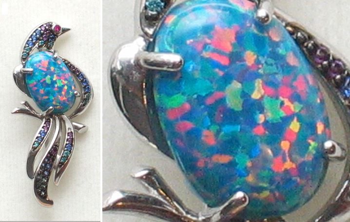Broschen & Nadeln: Silber 925, Brosche mit Opal und Zirkoni – Neu (gemäss Beschreibung) aus Riehen von sesambestcoins2004
