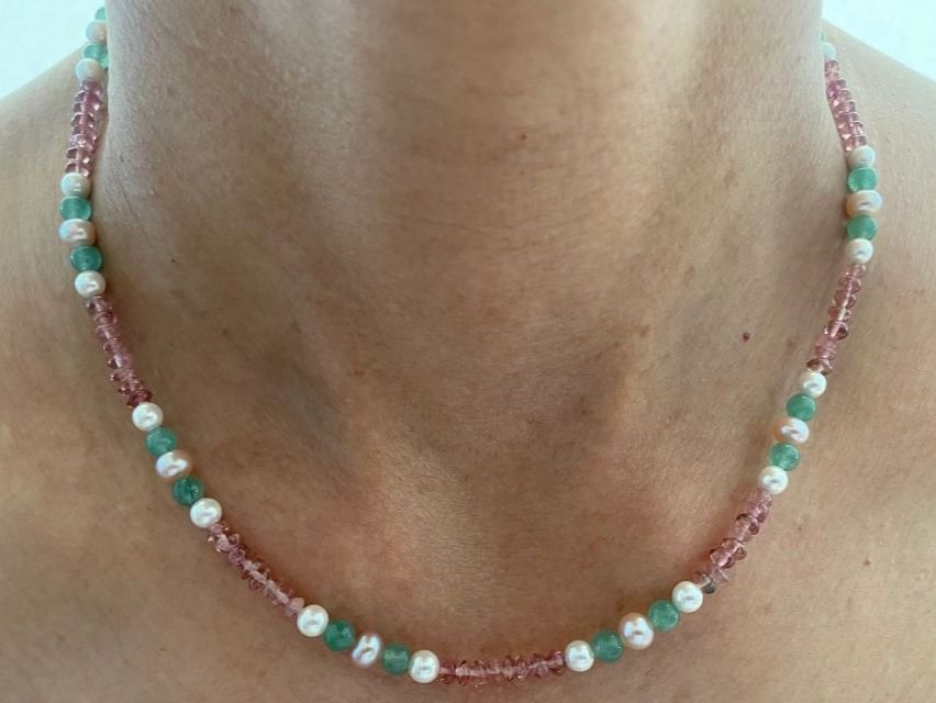 Catenine: Halskette mit Halbedelsteinen und Perlen – Usato da Aarau venduto da chicochicomama
