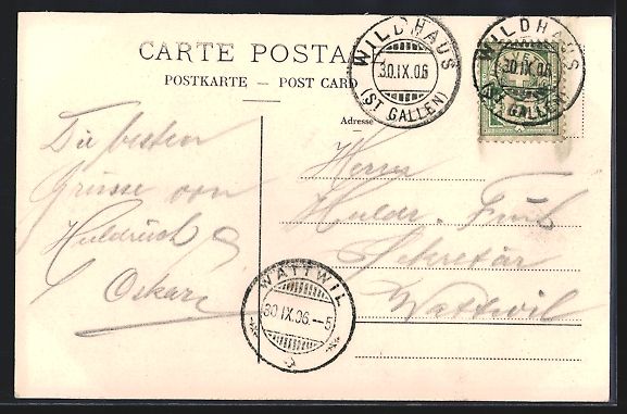 Cartoline postali: Wildhaus, Dorfplatz-Panorama mit Kirche  – Usato da Berlin venduto da bartko-reher 1