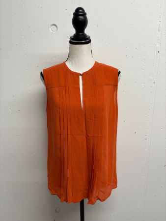 Belstaff Sommerbluse Gr. 42 Seide orange Top ärmellos
