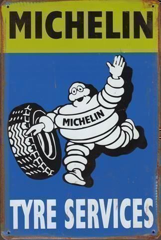 Michelin Insegne: Rusty Blechschild-MICHELIN TYRE SERVICES – Nuovo e nell'imballaggio originale da Rupperswil venduto da big-one-sale