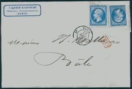 FRANKREICH, BRIEF 1863 v. PARIS n. BASEL  mit 2x 20 C.