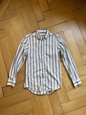 NEIL BARRETT - Hemd weiss-braun gestreift 39