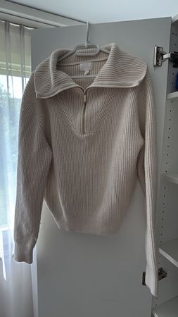 Strickpullover mit Kragen beige Grösse M
