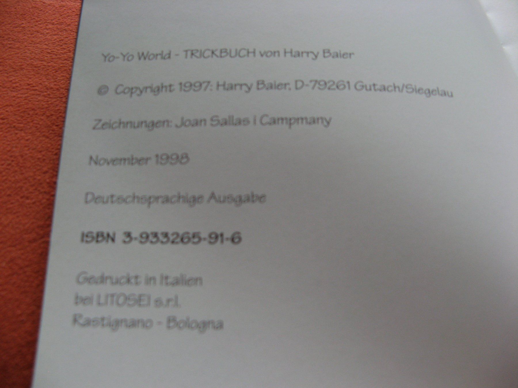 Libri: Yo-Yo World, Trickbuch von Harry Baier – Usato da Zürich venduto da apil 3
