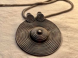 Ancien collier, argent 800, Inde, pendentif et chaîne