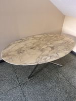 Vintage Florence Knoll Marmor-Esstisch oval mit Chromfüssen