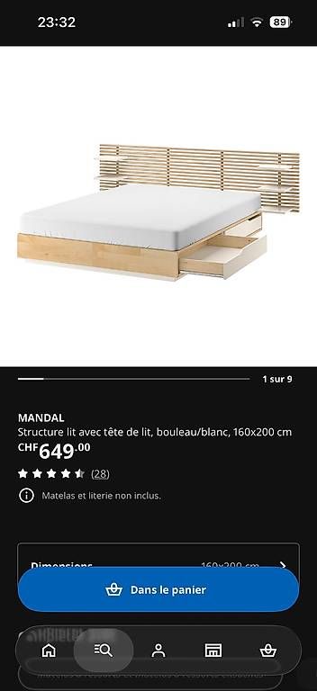 Betten: Lit IKEA mandal 160x200 – Gebraucht aus Lausanne von saraf 1