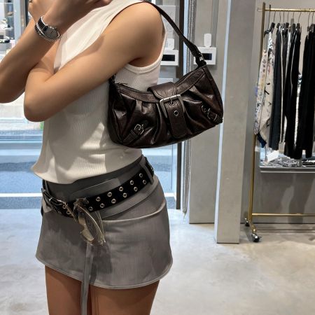 Vintage Biker Bag | Dunkelbraun | Schnalle | Y2K Style