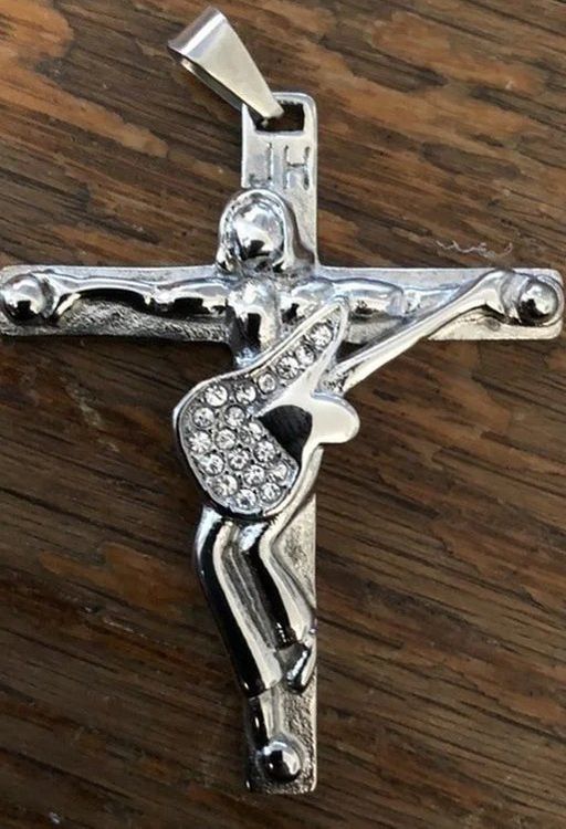 Pendentif Johnny Hallyday La Croix Du King En Acier Argentu00e9