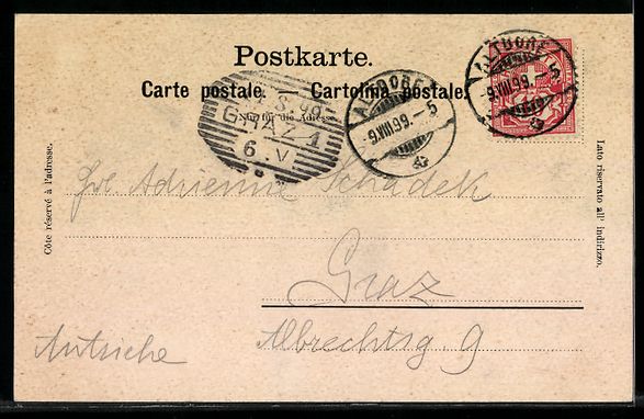 Cartoline postali: AK Amsteg, Panorama, 1899 – Usato da Berlin venduto da bartko-reher 1