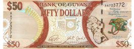Guyana 50 Dollars 2016 P-41 Prefix AA UNZ